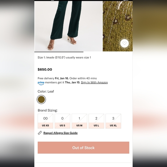 Raquel Allegra Diana Pullover In Leaf Size 3 (XL) - Picture 2 of 12